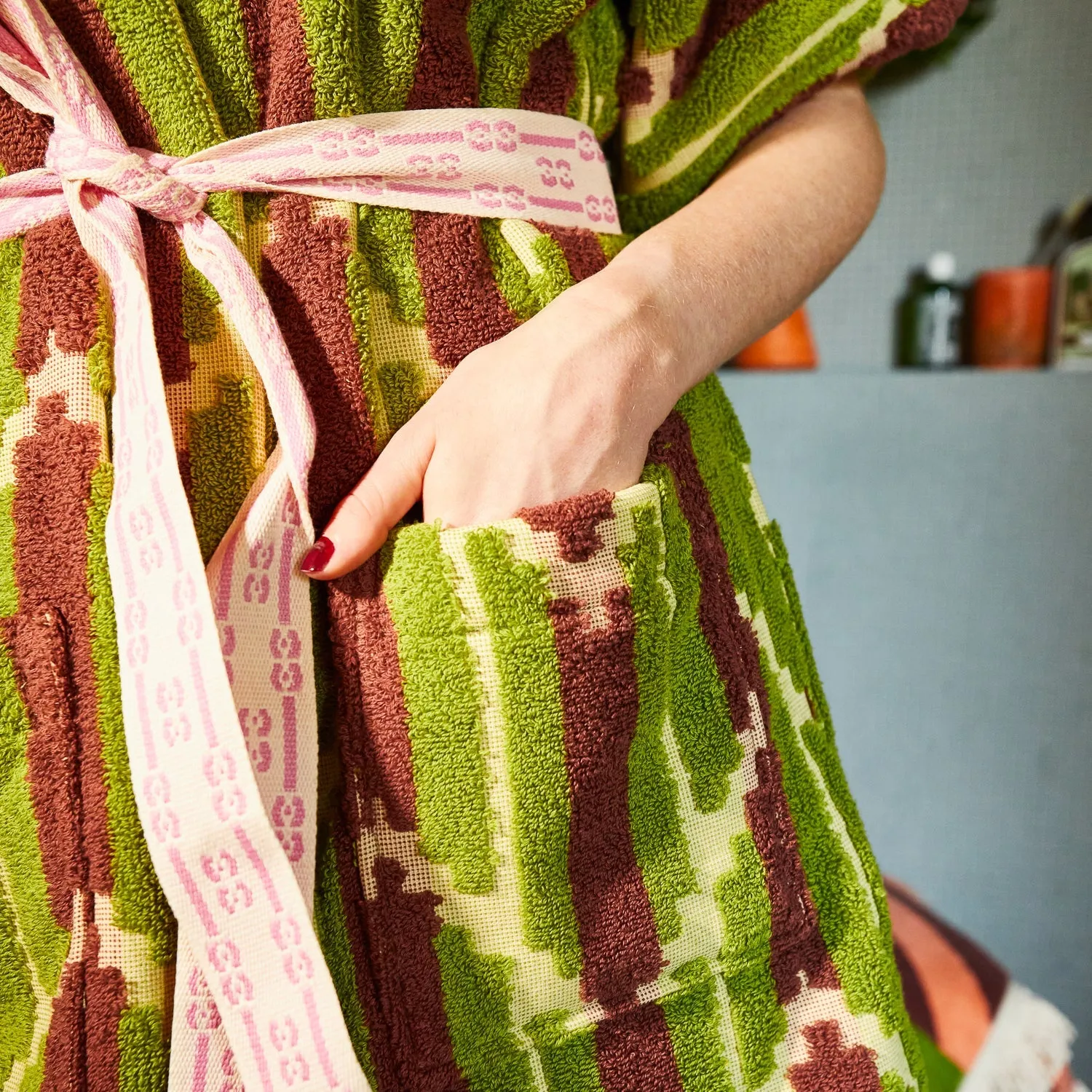SAGE & CLARE NISHA TERRY KIMONO: PALM