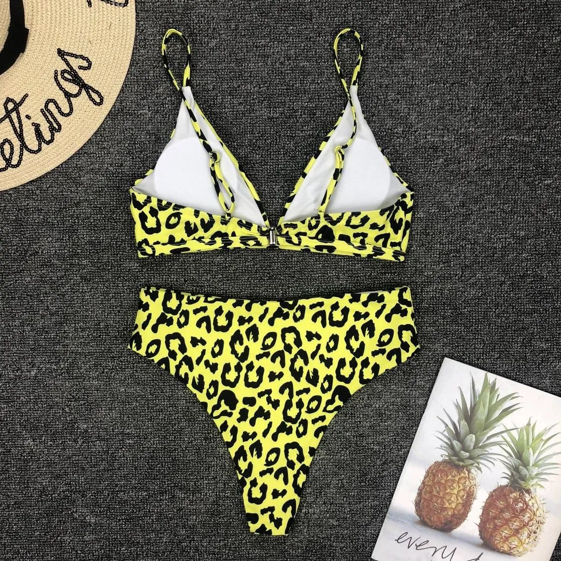 Sexy Sling Leopard Mid Rise Triangle Bikinis