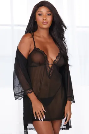Sheer Mesh Chemise & Robe Set