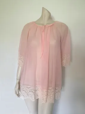 Sheer Pink Mini Robe With Lace - M