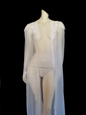Sheer White Peignoir, Robe, by Fredericks of Hollywood - M