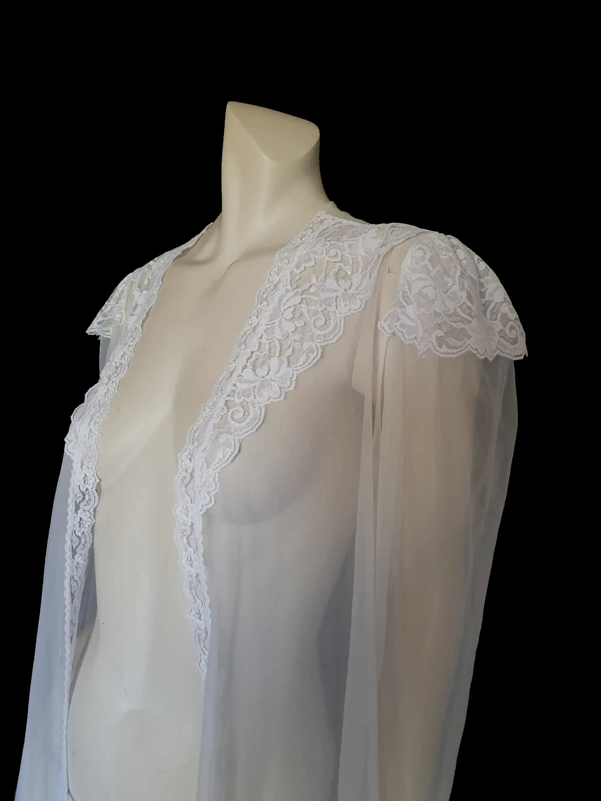Sheer White Peignoir, Robe, by Fredericks of Hollywood - M