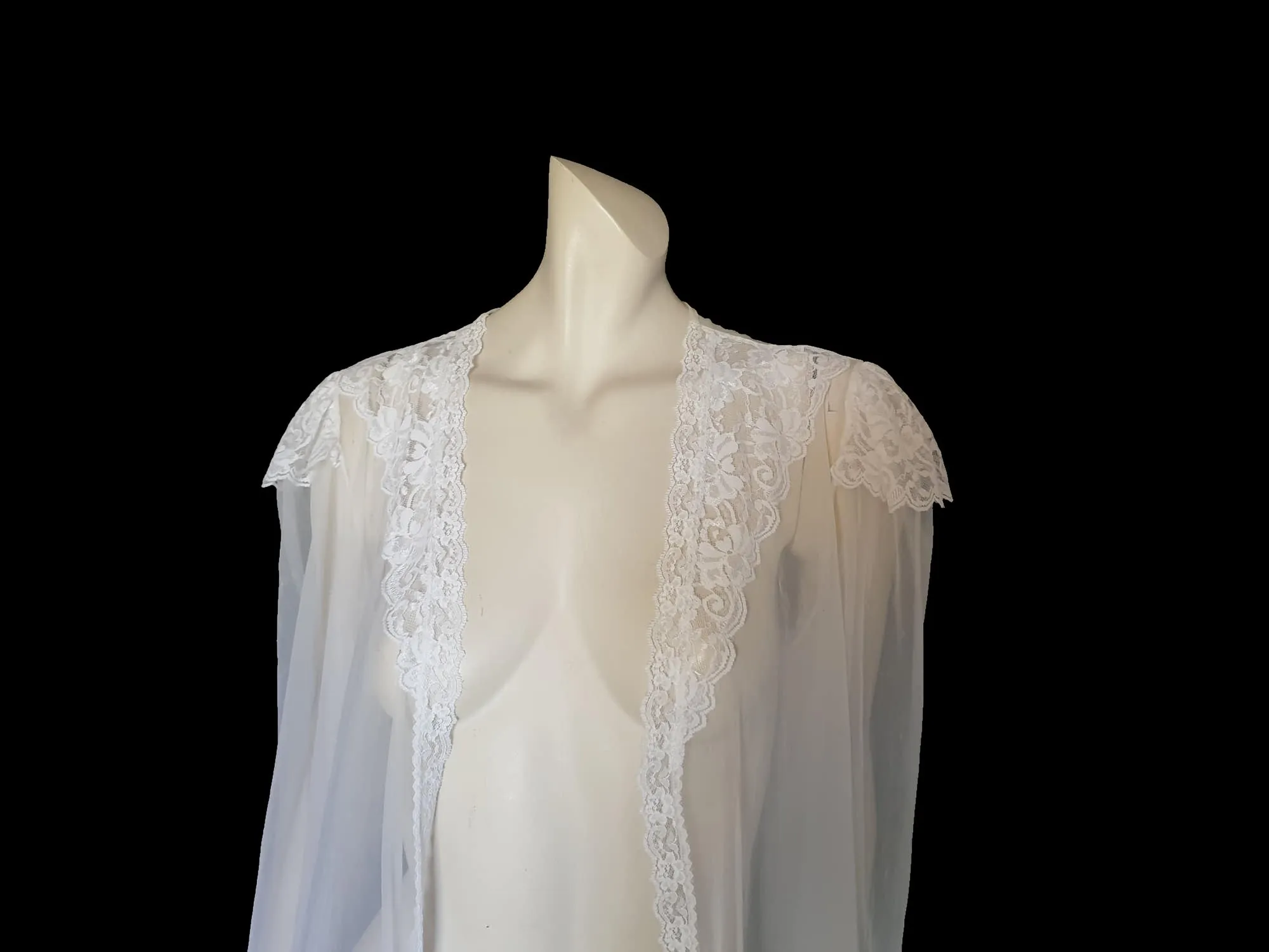 Sheer White Peignoir, Robe, by Fredericks of Hollywood - M