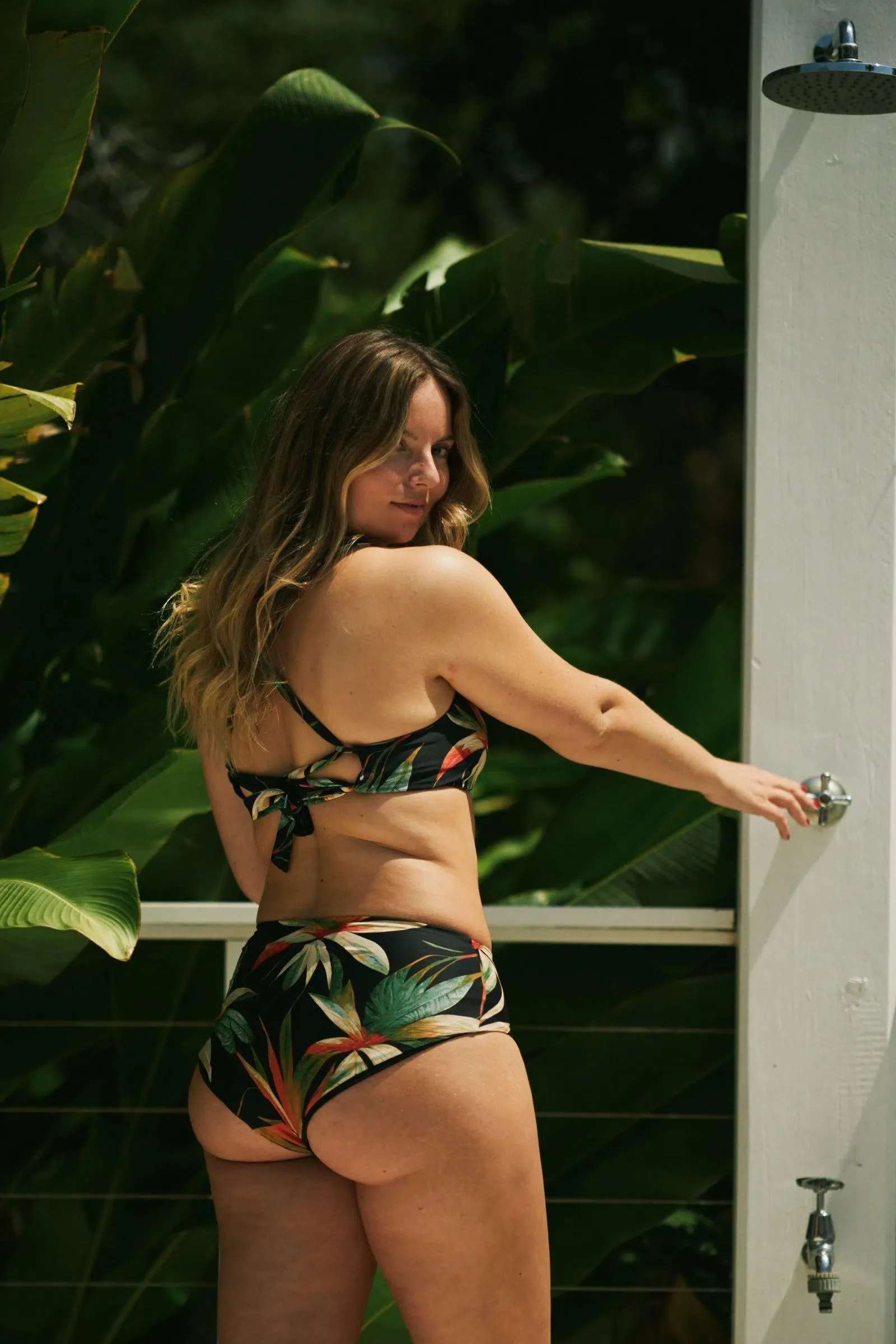 Silky Reversible High Waisted Medium Cut Bikini Bottom - Black Tropico