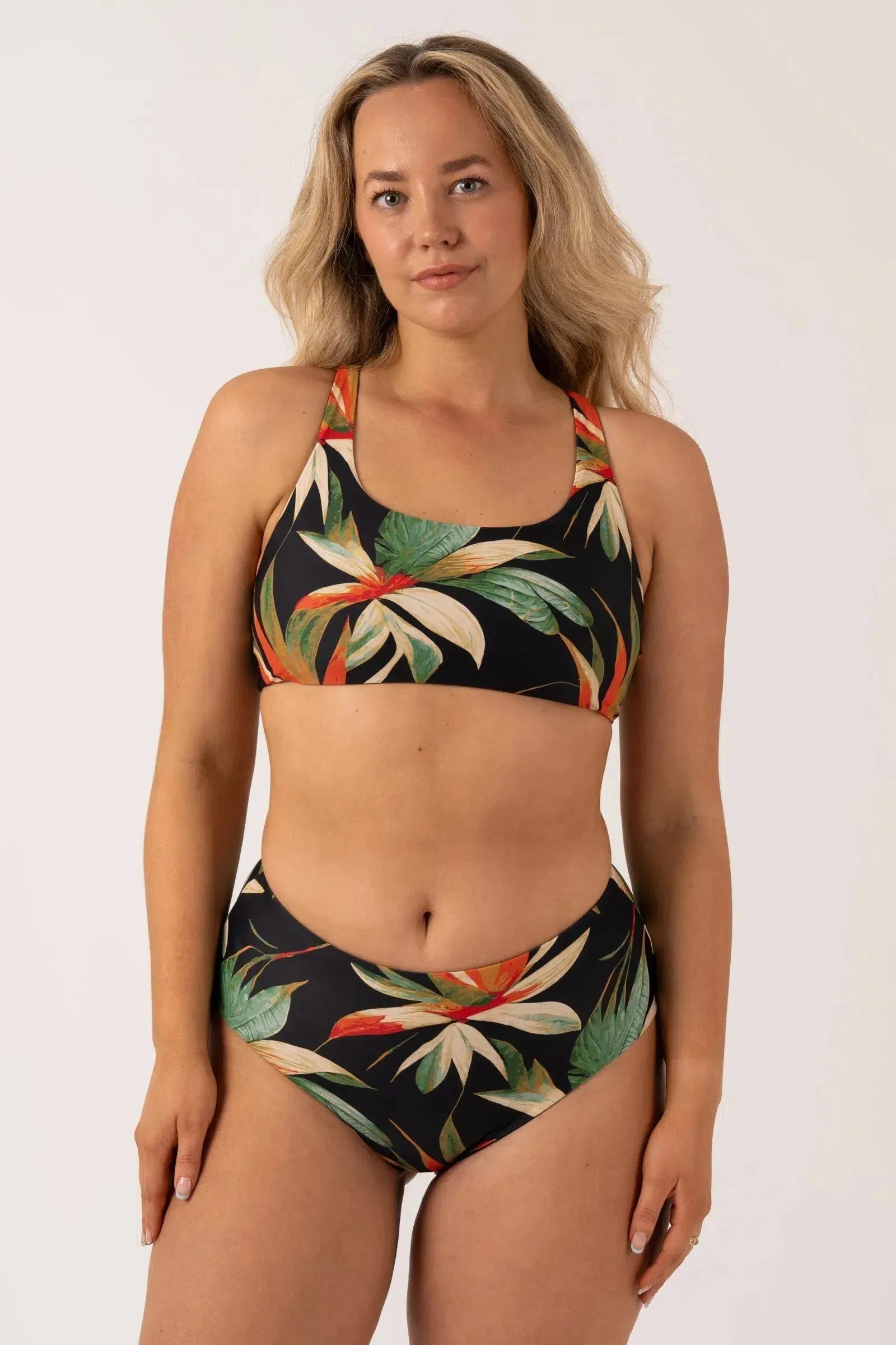 Silky Reversible High Waisted Medium Cut Bikini Bottom - Black Tropico
