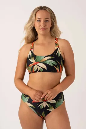 Silky Reversible Tie Back Bikini Top - Black Tropico