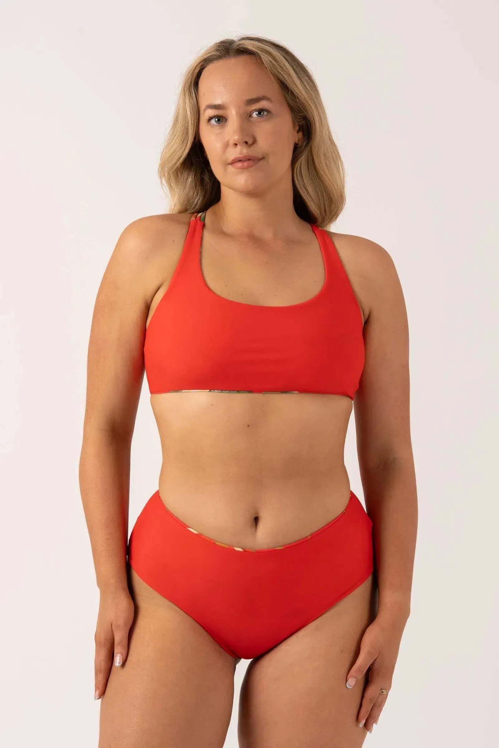 Silky Reversible Tie Back Bikini Top - Flame Tropico