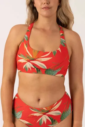 Silky Reversible Tie Back Bikini Top - Flame Tropico