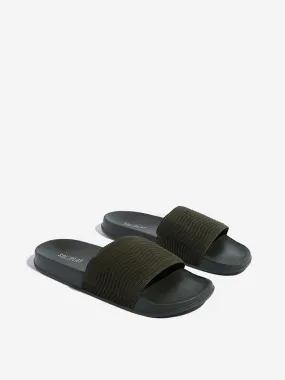 SOLEPLAY Olive Chevron Textured Slides