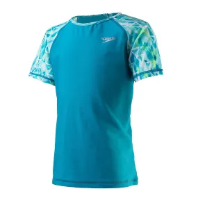 Speedo Girl's Short Sleeve Printed Rash Guard