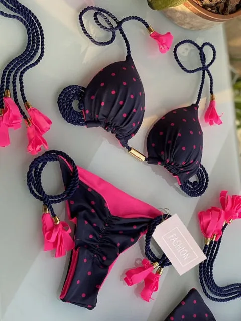 Trendy Color Bikini Set Woman Sexy Bathing Suits Two-Piece Bikinis