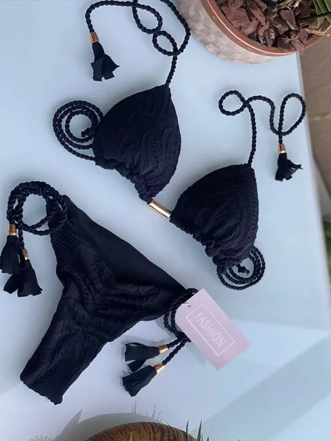 Trendy Color Bikini Set Woman Sexy Bathing Suits Two-Piece Bikinis