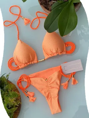 Trendy Color Bikini Set Woman Sexy Bathing Suits Two-Piece Bikinis
