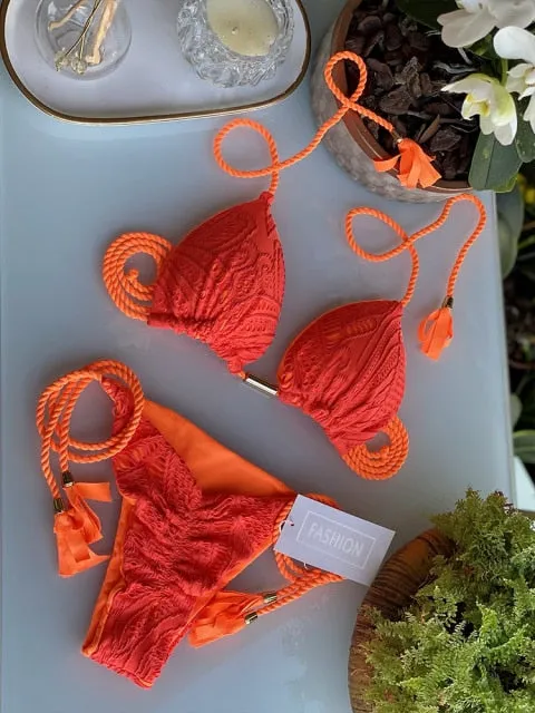 Trendy Color Bikini Set Woman Sexy Bathing Suits Two-Piece Bikinis
