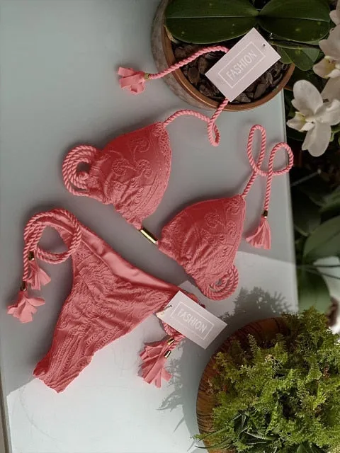 Trendy Color Bikini Set Woman Sexy Bathing Suits Two-Piece Bikinis