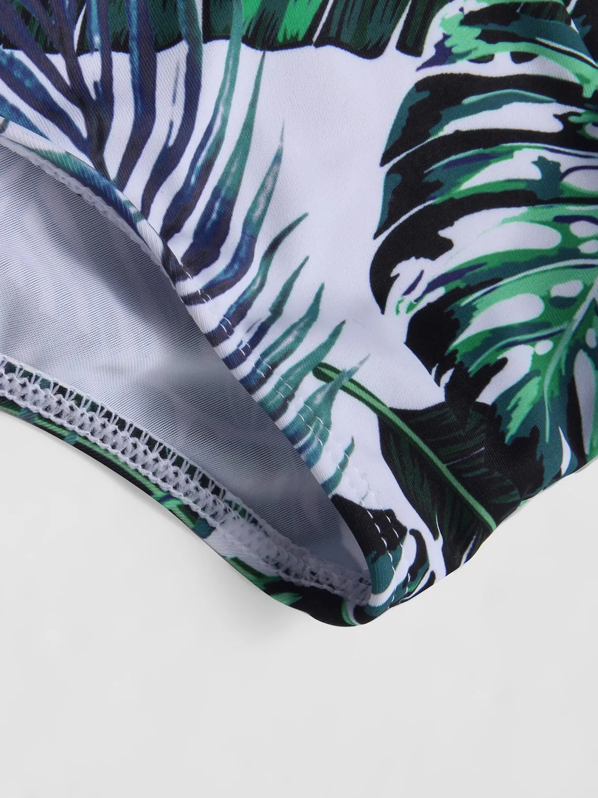 Wholesale Green V-Neck Sleeveless Floral Print High-Waisted Bikinis