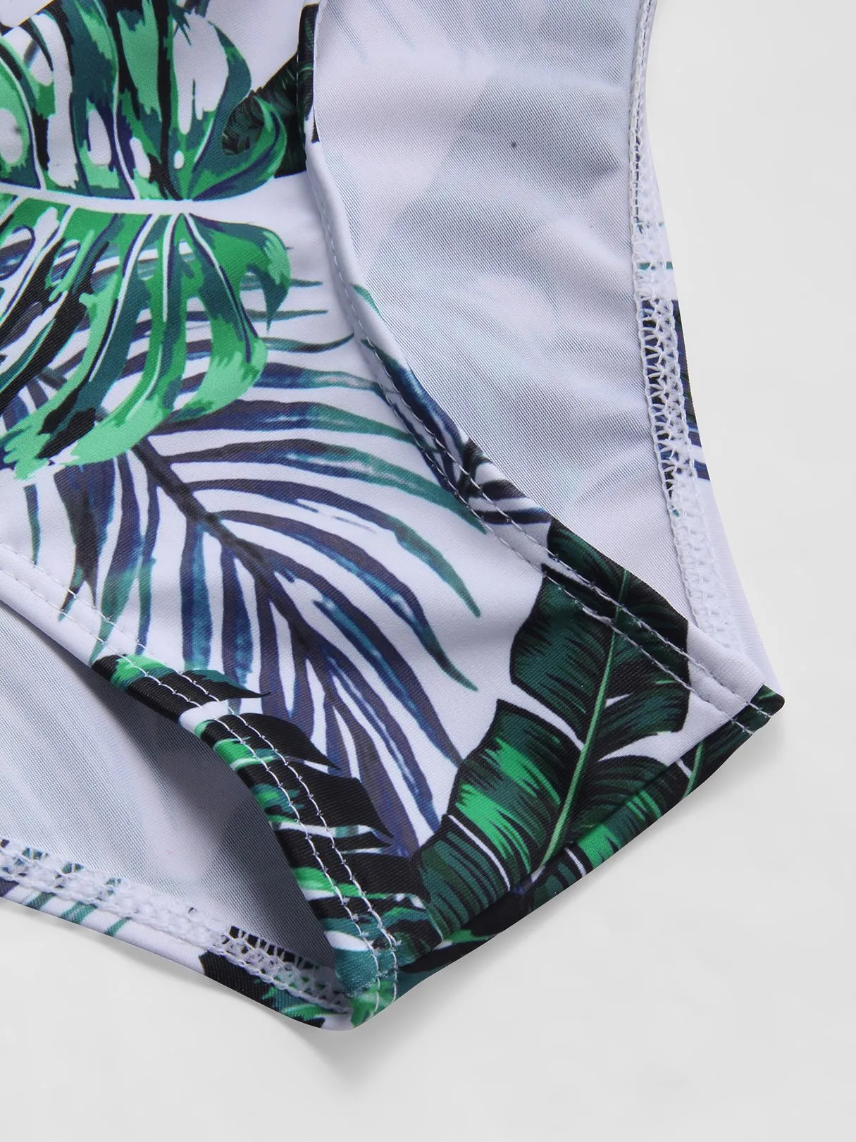 Wholesale Green V-Neck Sleeveless Floral Print High-Waisted Bikinis