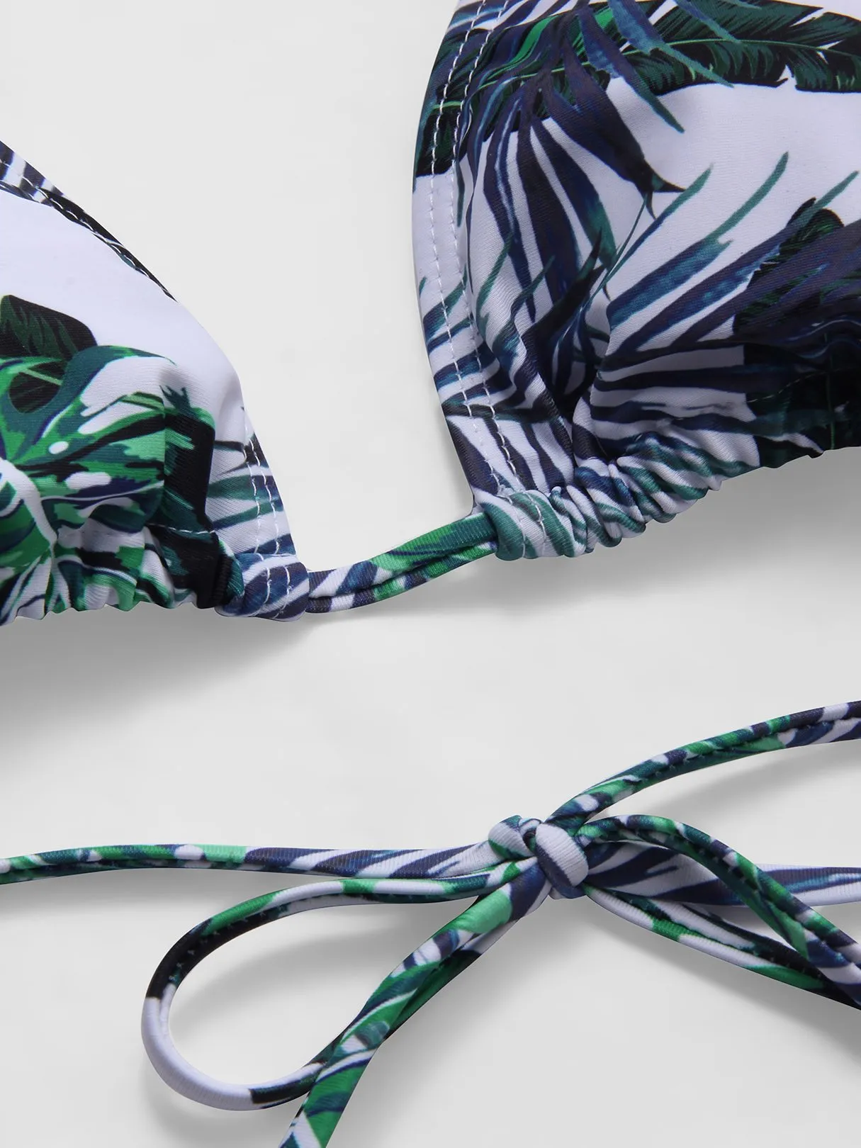 Wholesale Green V-Neck Sleeveless Floral Print High-Waisted Bikinis