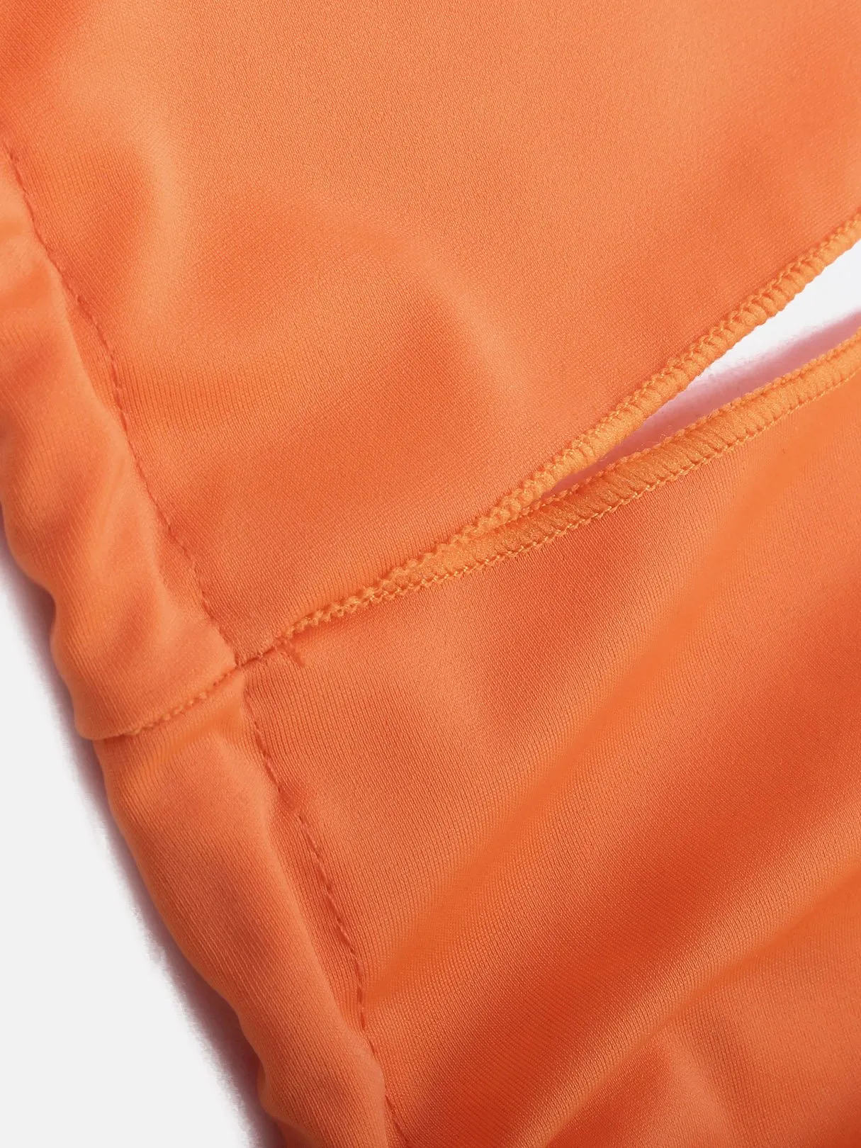 Wholesale Orange Deep V Neck Sleeveless Plain Crossed Front Backless Lace-Up Partially Lined Two Piece Bikinis