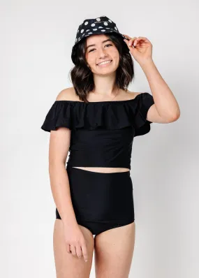 Youth Ruffled Around Top | Black